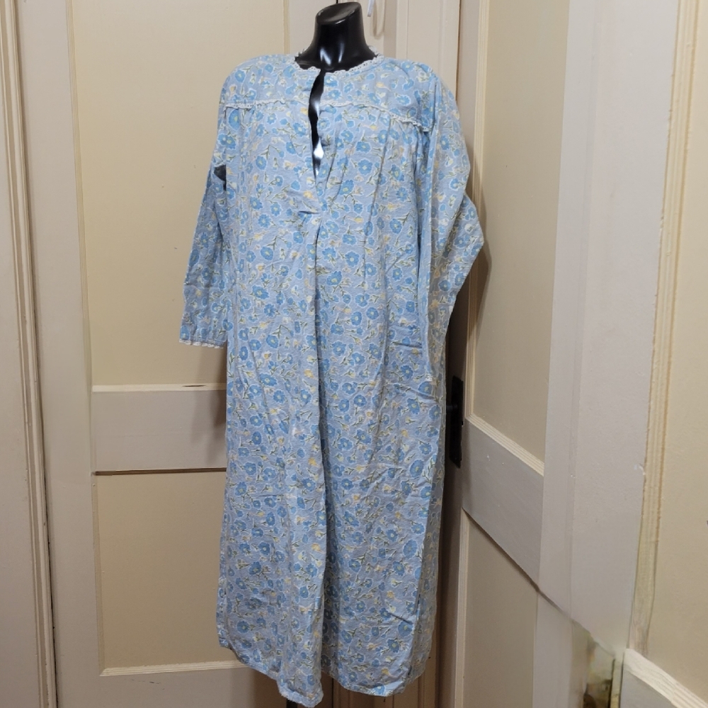 Vintage Sleepless Nites Long Sleeve Cotton Flannel Nightgown